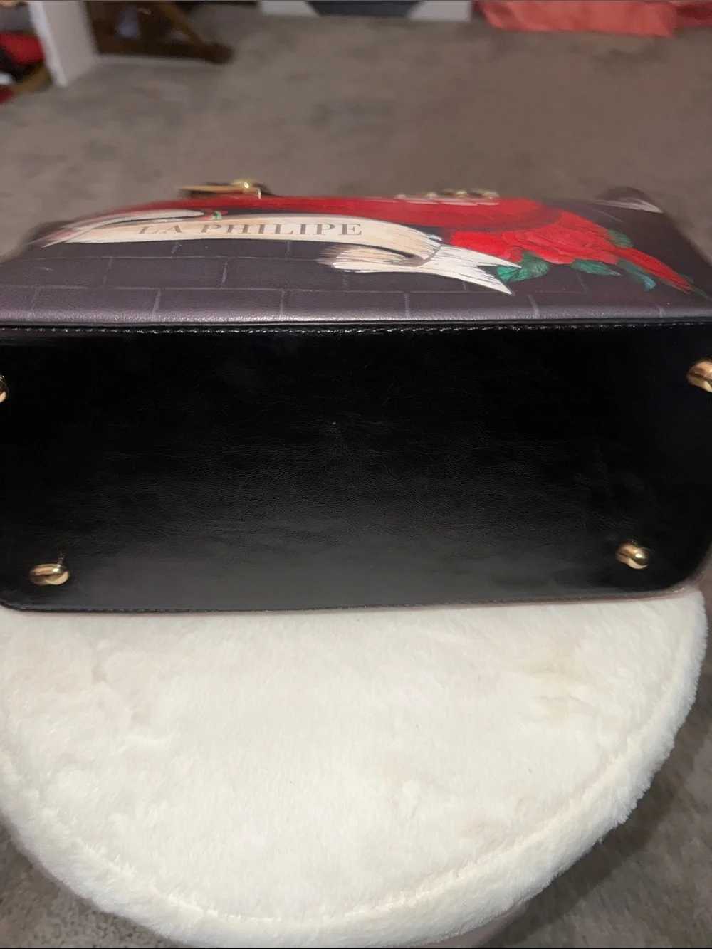 Black Tote with Red Lip Print and Matching Wallet
